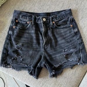Black High Rise denim shorts